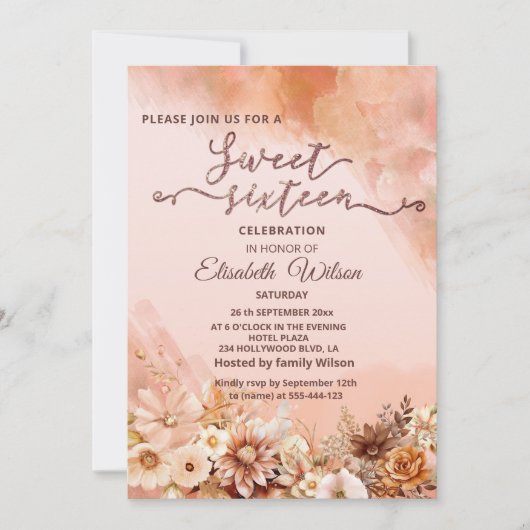 Herbstbotanisch errötete Kantalupe Wasserfarbe Einladung (Vorderseite)