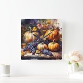 Herbstbounty, Kürbis, Traubenhonig Quadratische Wanduhr (Zuhause)