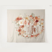 Herbstbouquet Terracotta Rosa Groovy 30. Geburtsta Wandteppich (Vorderseite (Horizontal))