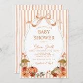 Herbstbow Vintage Frame Preppy Baby Dusche Einladung (Vorne/Hinten)