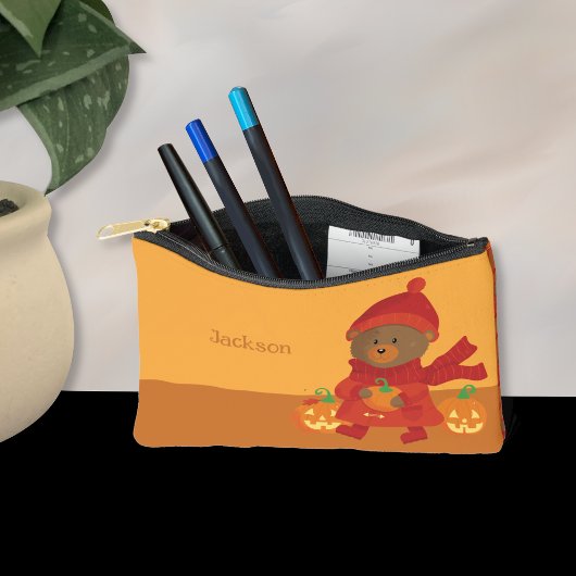 Herbstbraun Bär Kid Pencil Pouch Zubehörtasche