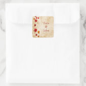 Herbstbraun Blätter Gastgeschenk Hochzeit Aufklebe Quadratischer Aufkleber (Tasche)