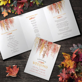Herbstbraun-Hochzeit im Herbst Dreifach-gefaltete Programmkarte
