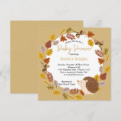 Herbstbraun Igel Kinderdusche Einladung (Vorne/Hinten)