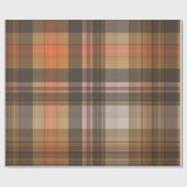Herbstbraun und Orange Kariert Geschenkpapier (Flach)