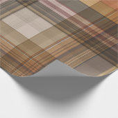 Herbstbraun und Orange Kariert Geschenkpapier (Ecke)