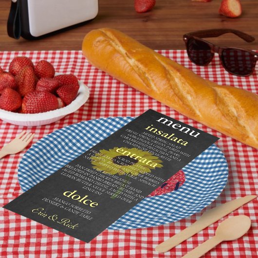 Herbstbräune Sonnenblumen Brautparty Party Menükarte