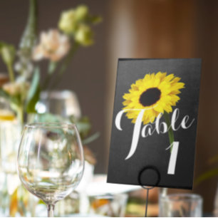Herbstbraut-Schiefertafel-Sonnenblumen-Party Tischnummer