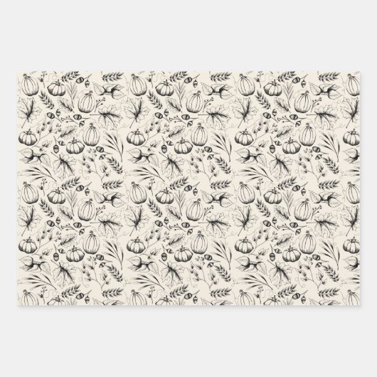 Herbstbrennen Orange und Creme Herbsternte Geschenkpapier Set (Vorderseite)