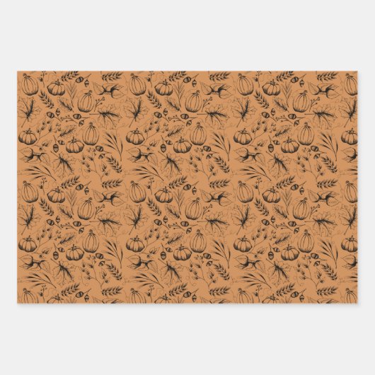 Herbstbrennen Orange und Creme Herbsternte Geschenkpapier Set (Vorderseite 3)