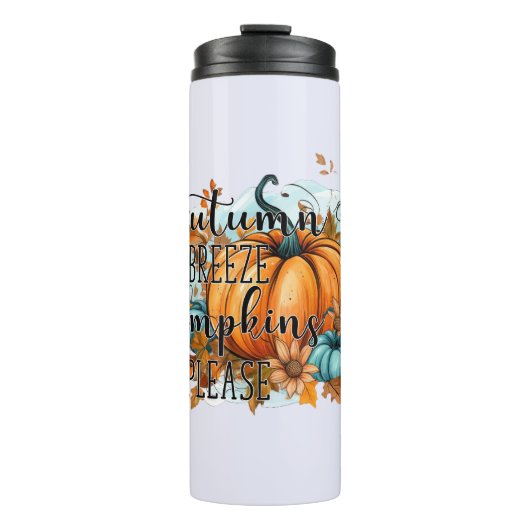 Herbstbrise, Pumpkins Bitte - Gemütliche Herbstunt Thermosbecher (Vorderseite)