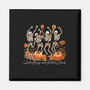 Herbstbrise und Herbstblätter Skelett tanzender Kü Magnet