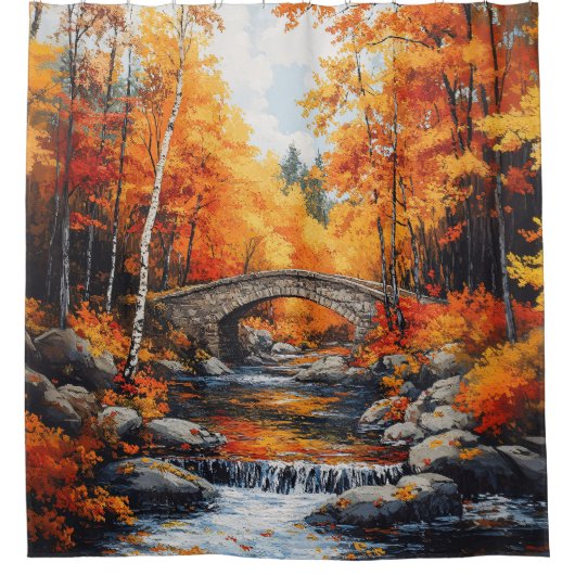 Herbstbrücke Duschvorhang (Vorderseite)