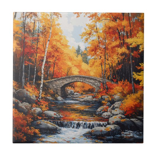 Herbstbrücke Fliese (Vorderseite)