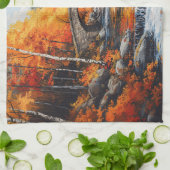 Herbstbrücke Geschirrtuch (Gefaltet)