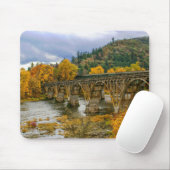 Herbstbrücke, Herbst, Fluss, Blätter Mousepad (Mit Mouse)