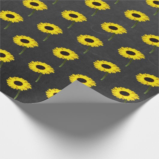 Herbstbrücke Sonnenblumen Party Chalkboard Schwarz Geschenkpapier (Ecke)