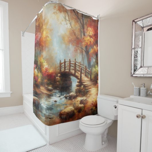 "Herbstbrücke über Serene Stream" Duschvorhang (Beispiel)