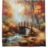"Herbstbrücke über Serene Stream" Duschvorhang (Vorderseite)