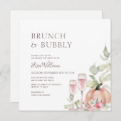Herbstbrunch und Bubbly Pumpkin-Brautparty Einladung (Vorne/Hinten)