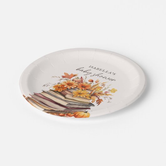 Herbstbuch | Babyparty Pappteller (Schrägansicht)