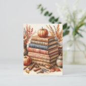 Herbstbücher und Pumpkins Postkarte (Stehend Vorderseite)