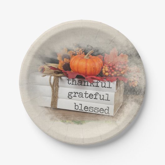 Herbstbuchstapel Pappteller (Vorderseite)