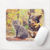 Herbstbuddies: Gray Kitten und Happy Puppy Mousepad (Mit Mouse)