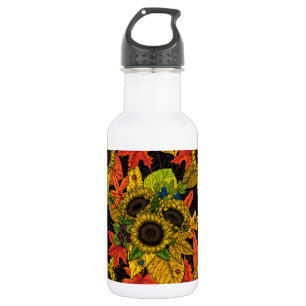 Herbstbukett auf schwarz edelstahlflasche