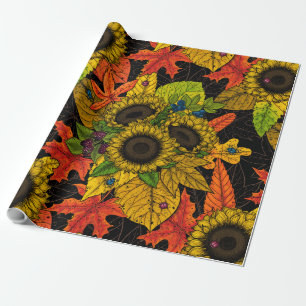 Herbstbukett auf schwarz geschenkpapier