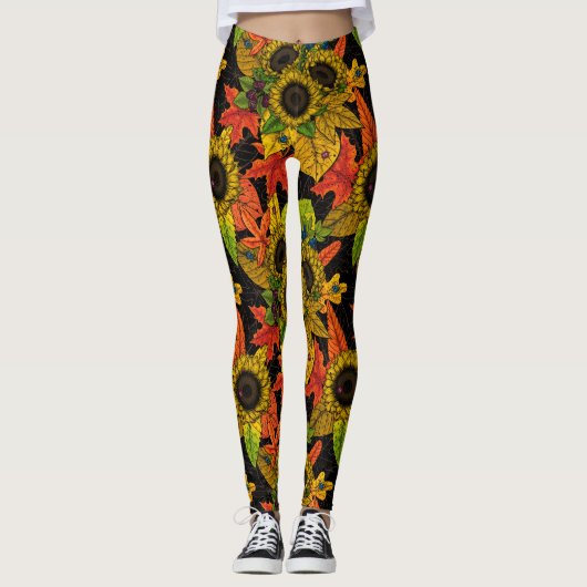 Herbstbukett auf schwarz leggings (Vorderseite)