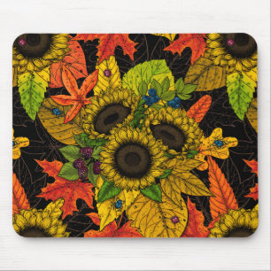 Herbstbukett auf schwarz mousepad