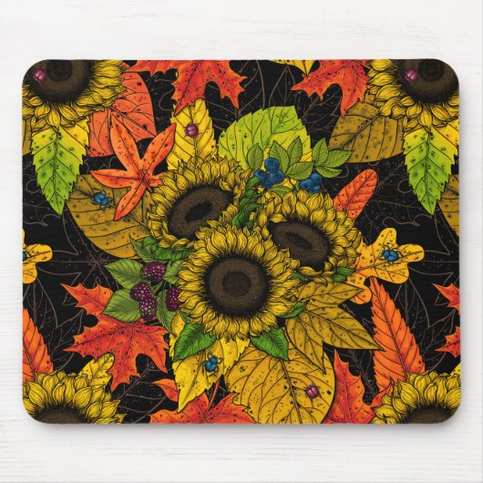 Herbstbukett auf schwarz mousepad (Vorne)