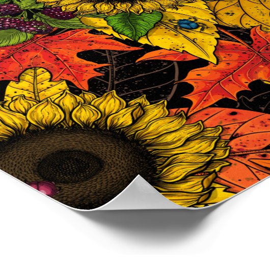 Herbstbukett auf schwarz poster (Ecke)