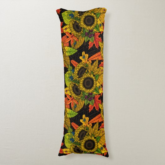 Herbstbukett auf schwarz seitenschläferkissen (Vorderseite Vertikal)