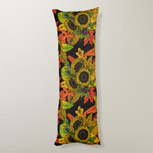 Herbstbukett auf schwarz seitenschläferkissen (Rückseite (Vertikal))