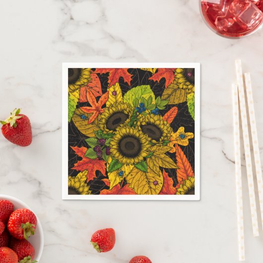 Herbstbukett auf schwarz serviette (Beispiel)