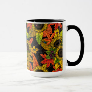 Herbstbukett auf schwarz tasse