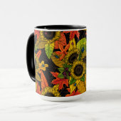 Herbstbukett auf schwarz tasse (Vorderseite Links)