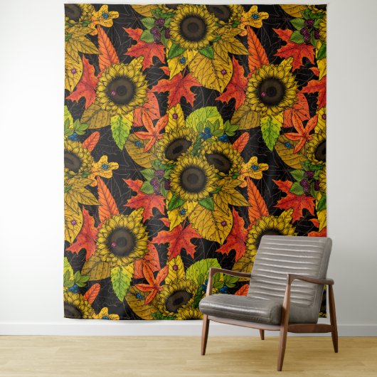 Herbstbukett auf schwarz wandteppich (Beispiel)