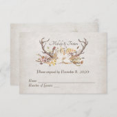 Herbstbukett mit Hirschgeweih RSVP Karte (Vorne/Hinten)