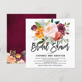 Herbstburgund Blush Bloral Blossom Brautparty Einladung