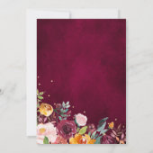 Herbstburgund Blush Bloral Blossom Brautparty Einladung (Rückseite)