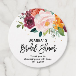 Herbstburgund Blush Bloral Blossom Brautparty Geschenkanhänger