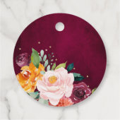 Herbstburgund Blush Bloral Blossom Brautparty Geschenkanhänger (Rückseite)