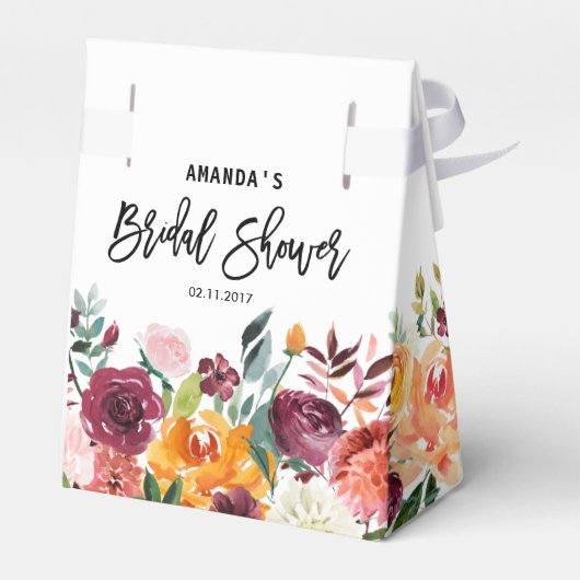 Herbstburgund Blush Bloral Blossom Brautparty Geschenkschachtel (Rückseite)