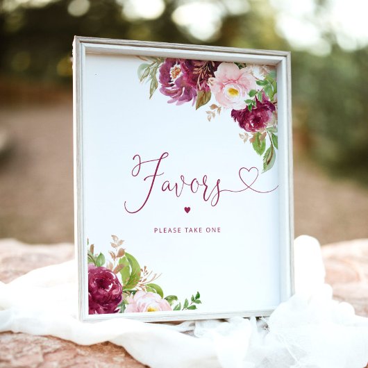 Herbstburgund Blütendusche Poster