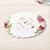 Herbstburgund Blütengoldfolie Babydusche Untersetzer (angewinkelt)