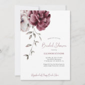 Herbstburgund-Brautparty Einladung (Vorderseite)