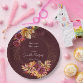 Herbstburgund Moody-Brautparty Pappteller (Party)